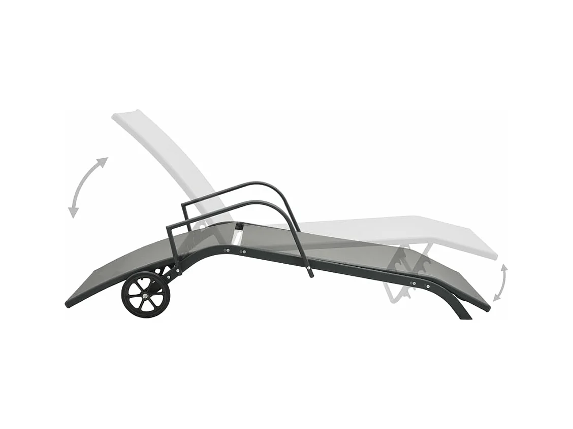 Sonnenliegen 2 Stk. mit Tisch Textilene und Stahl