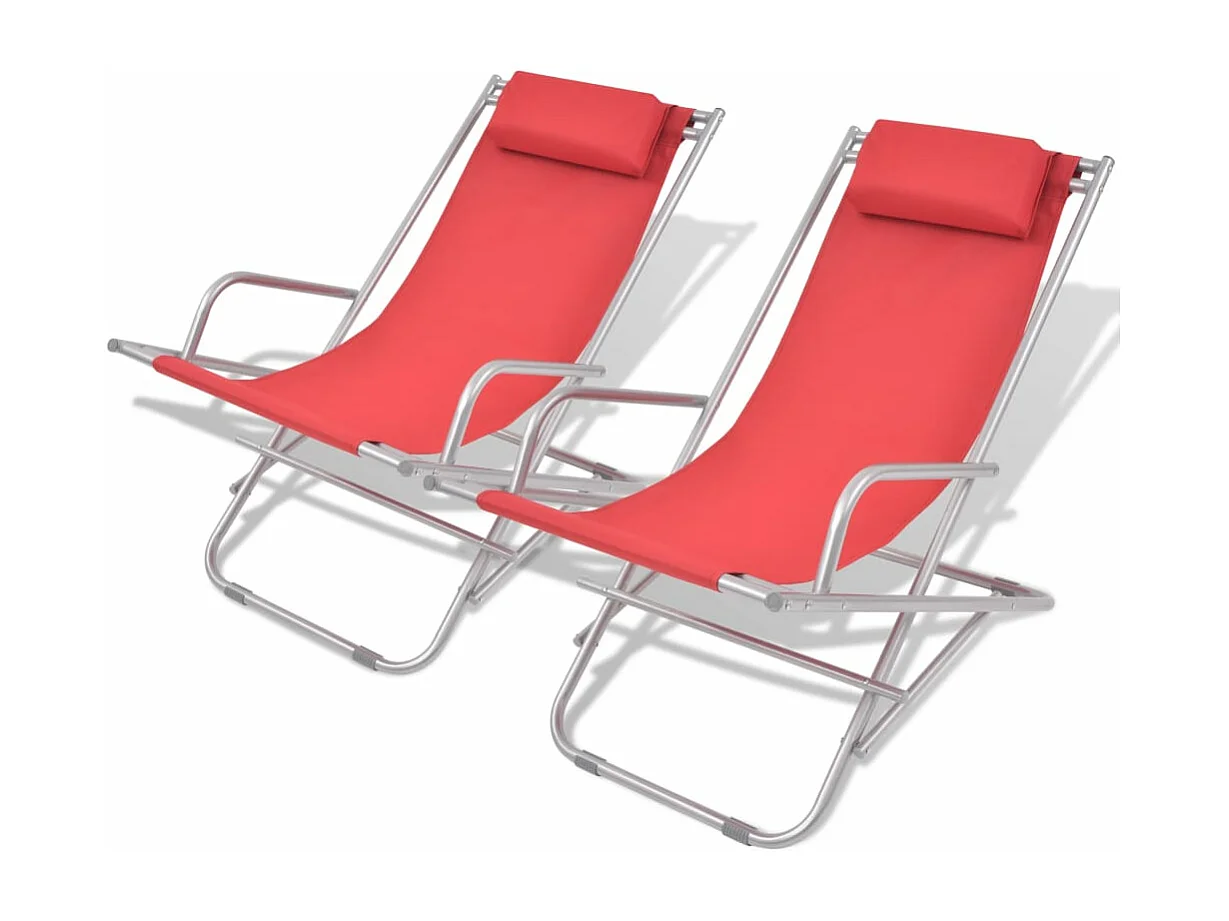 Chaises inclinables de terrasse lot de 2 Acier Rouge