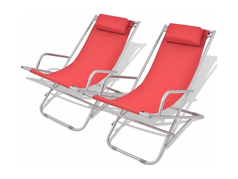 Chaises inclinables de terrasse lot de 2 Acier Rouge