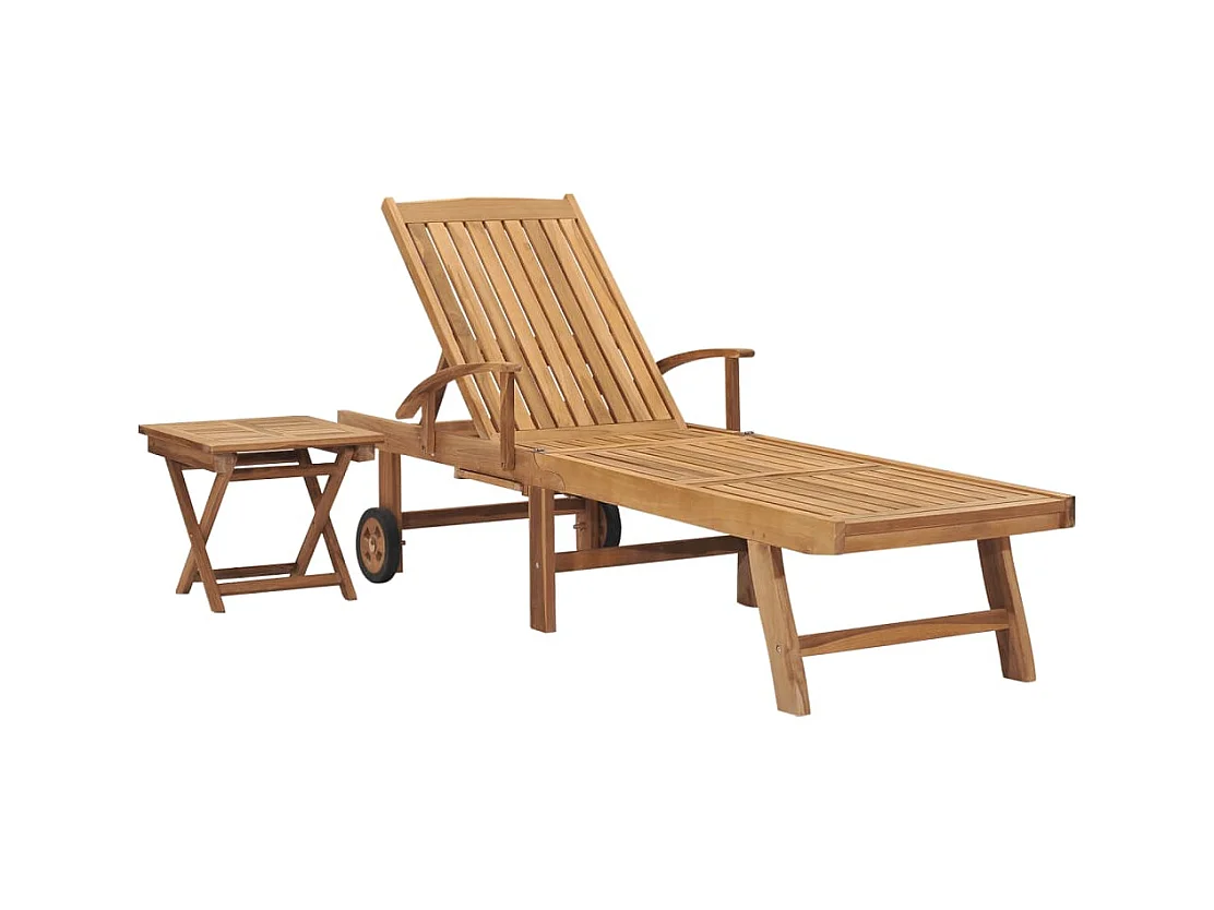 Chaise longue avec table Bois de teck solide