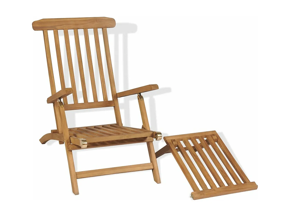 Chaise de terrasse avec repose-pied Bois de teck solide