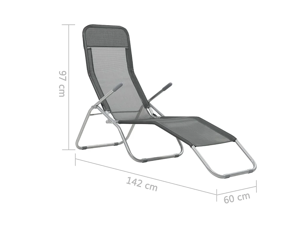 Chaises longues pliables lot de 2 Textilène Anthracite