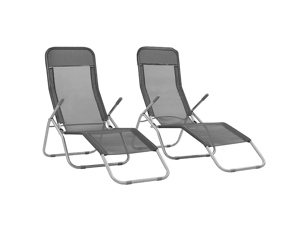 Chaises longues pliables lot de 2 Textilène Anthracite