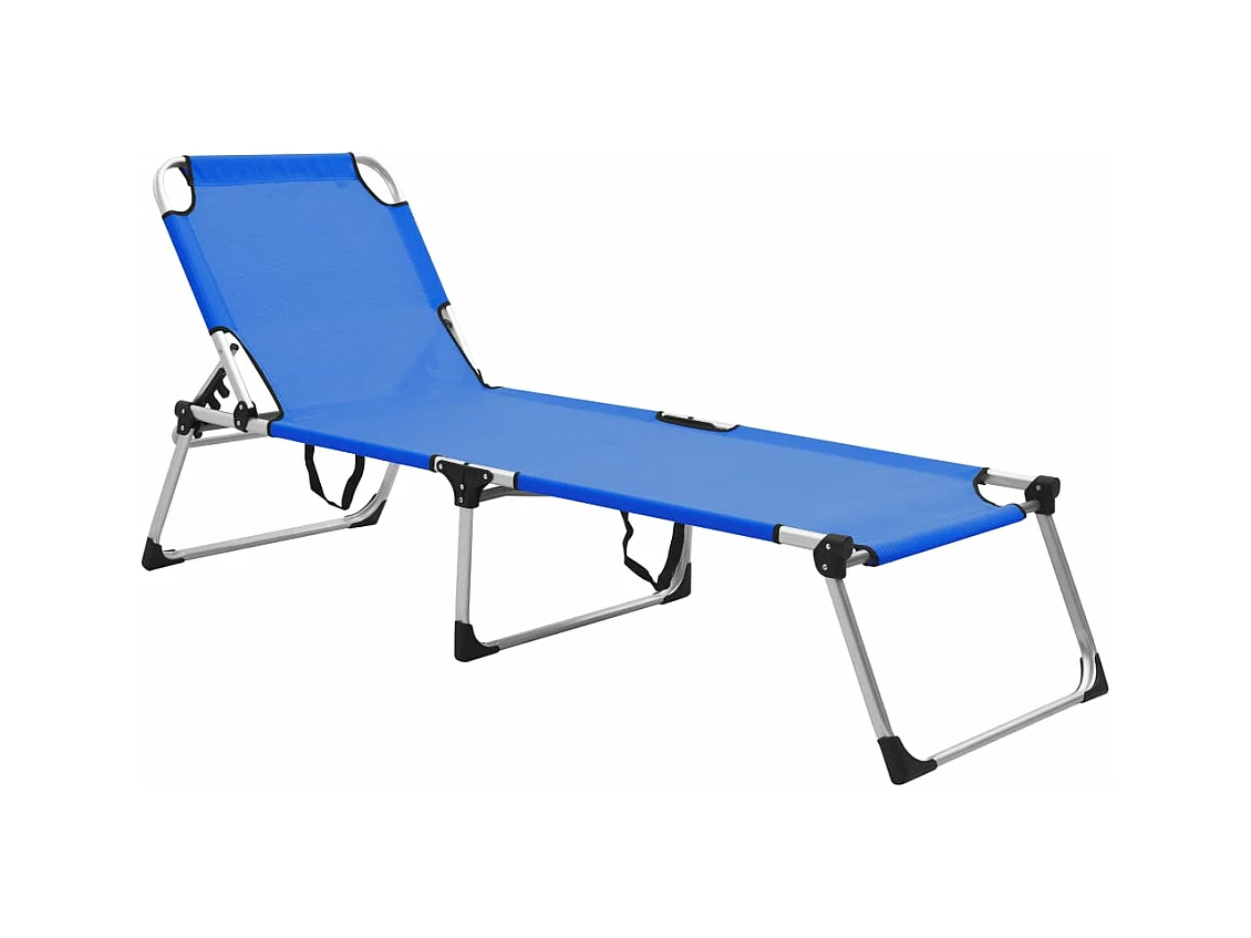 Chaise longue pliable extra haute pour seniors Bleu Aluminium