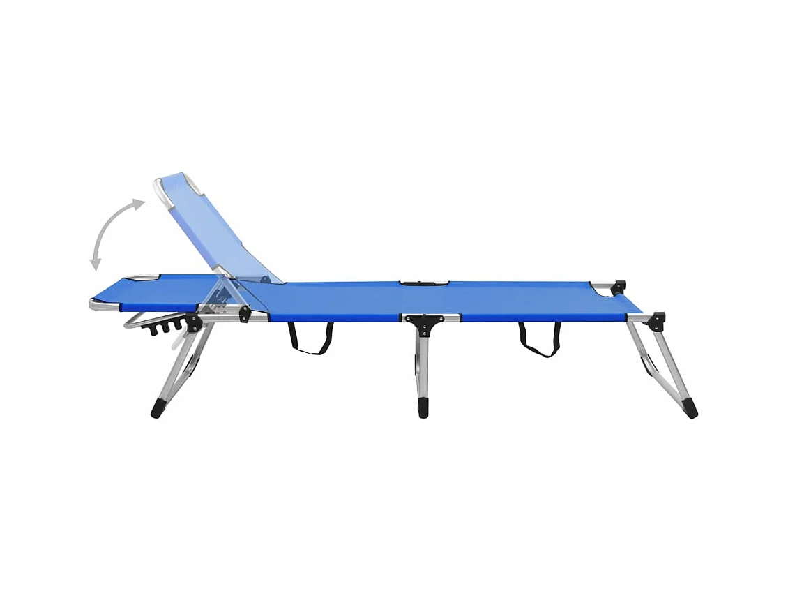 Ligbed extra hoog inklapbaar senior aluminium blauw