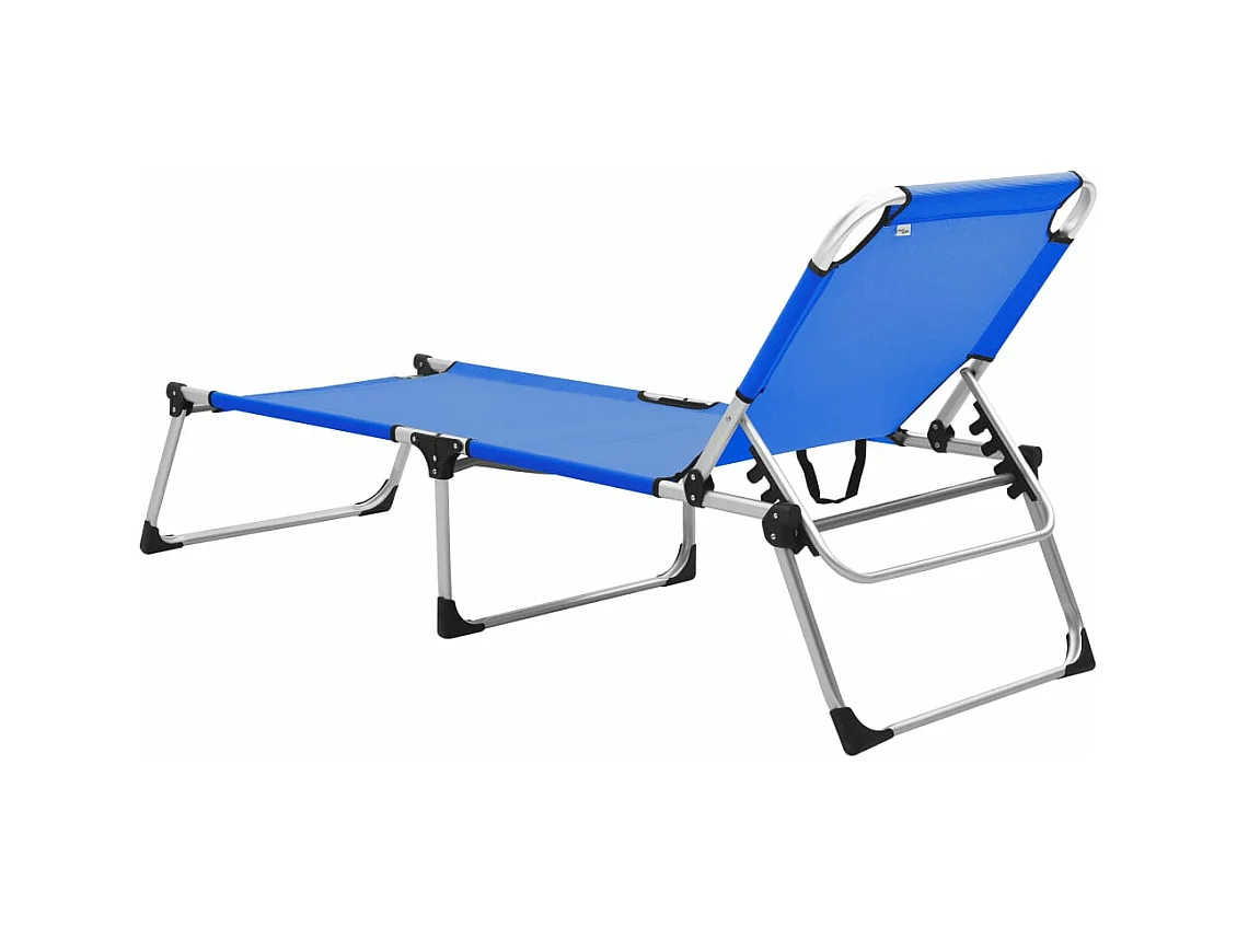 Ligbed extra hoog inklapbaar senior aluminium blauw