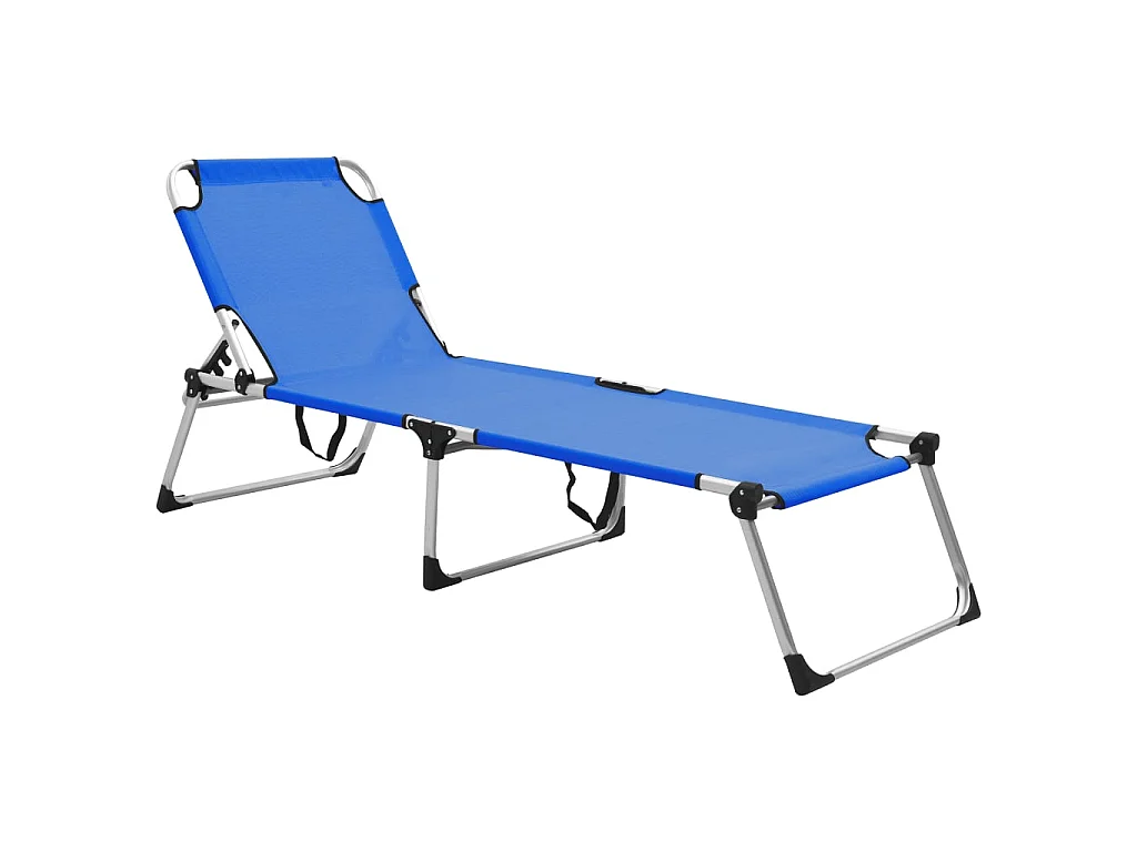 Chaise longue pliable extra haute pour seniors Bleu Aluminium