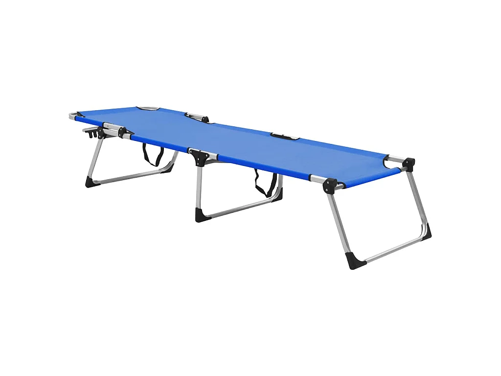 Chaise longue pliable extra haute pour seniors Bleu Aluminium