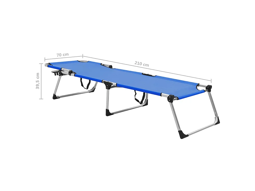 Chaise longue pliable extra haute pour seniors Bleu Aluminium