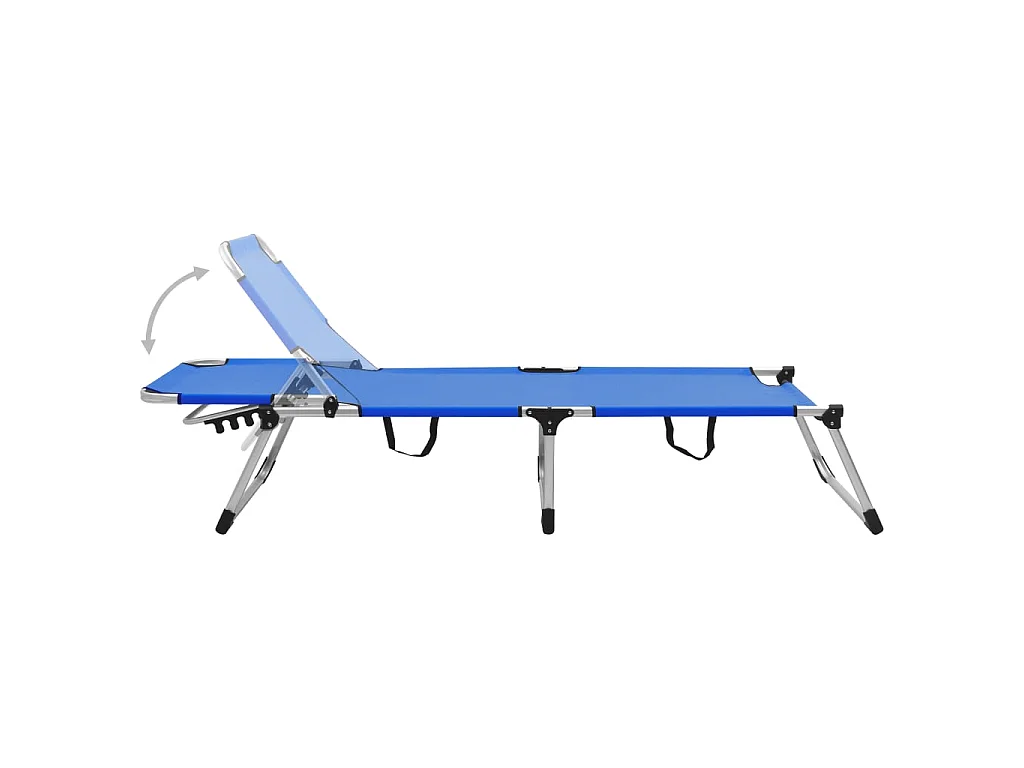 Chaise longue pliable extra haute pour seniors Bleu Aluminium