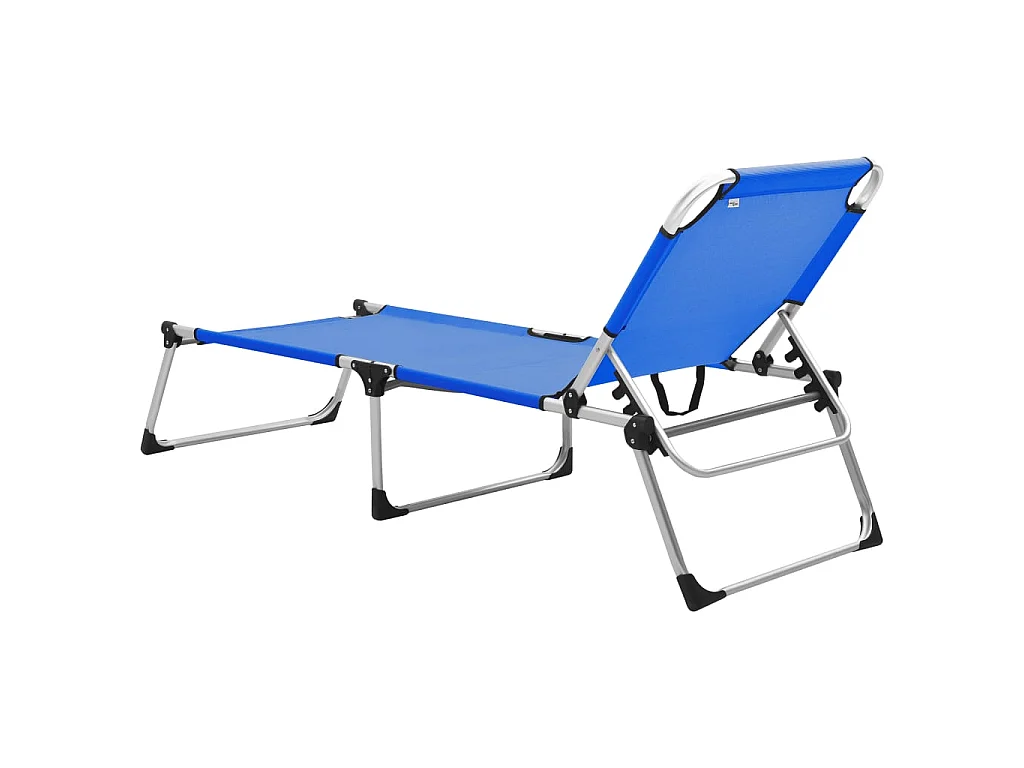 Chaise longue pliable extra haute pour seniors Bleu Aluminium