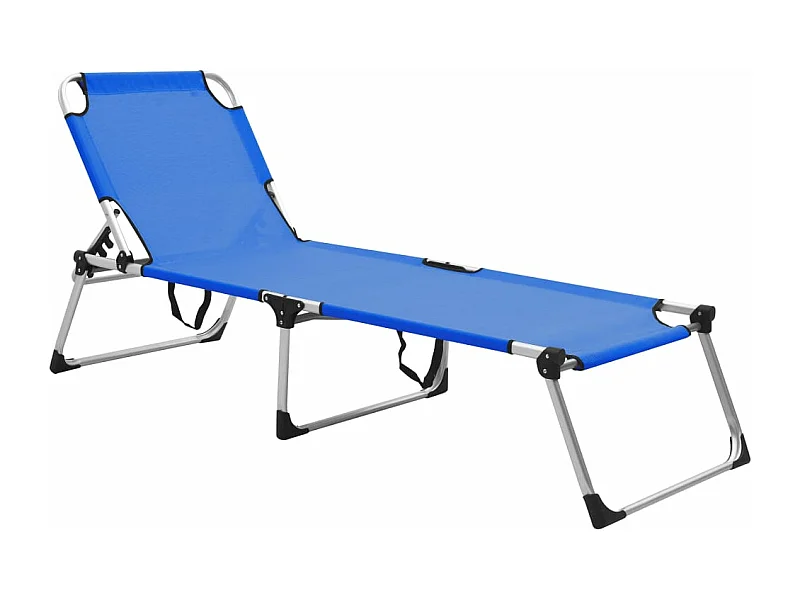 Chaise longue pliable extra haute pour seniors Bleu Aluminium