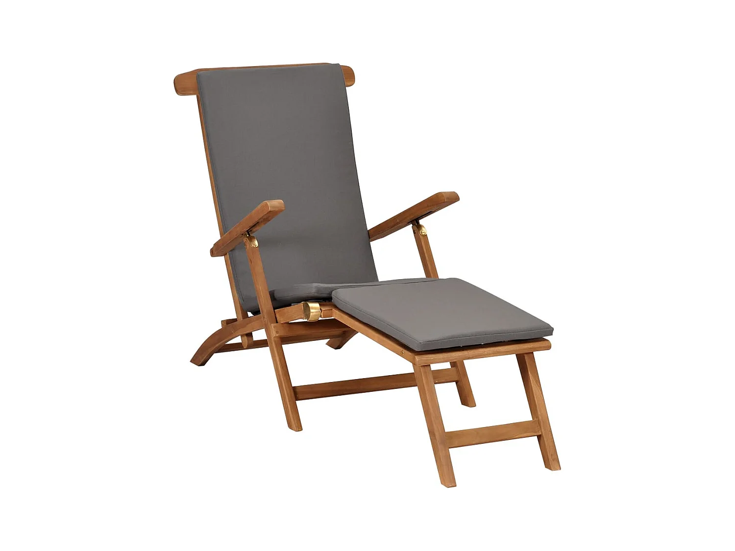 Chaise longue avec coussin Gris foncé Bois de teck solide