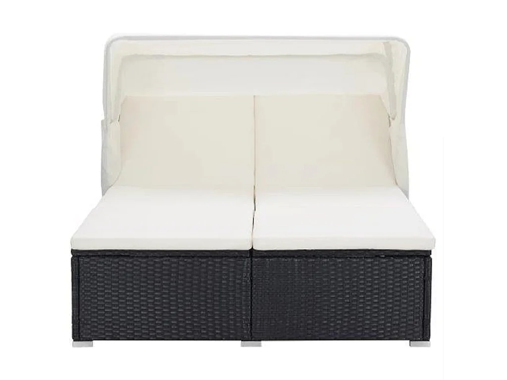 Transat à 2 places avec coussin Résine tressée Noir