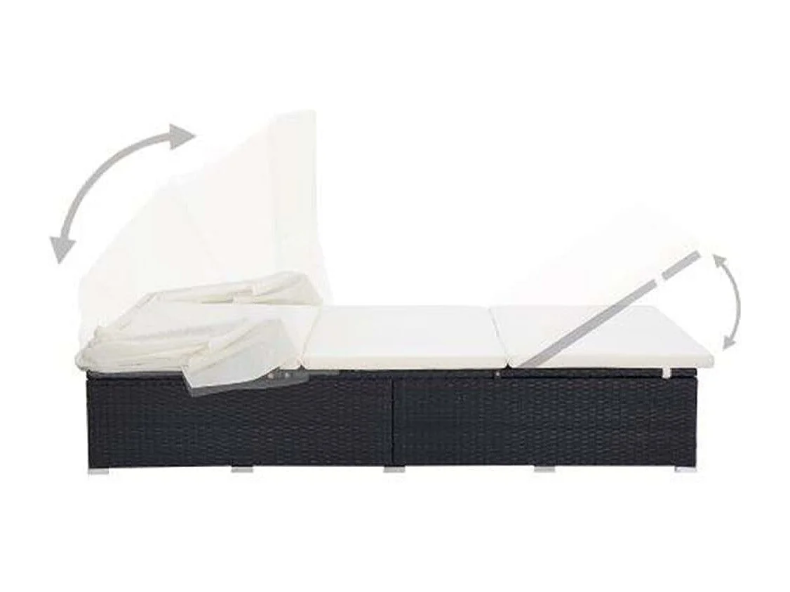 Transat à 2 places avec coussin Résine tressée Noir