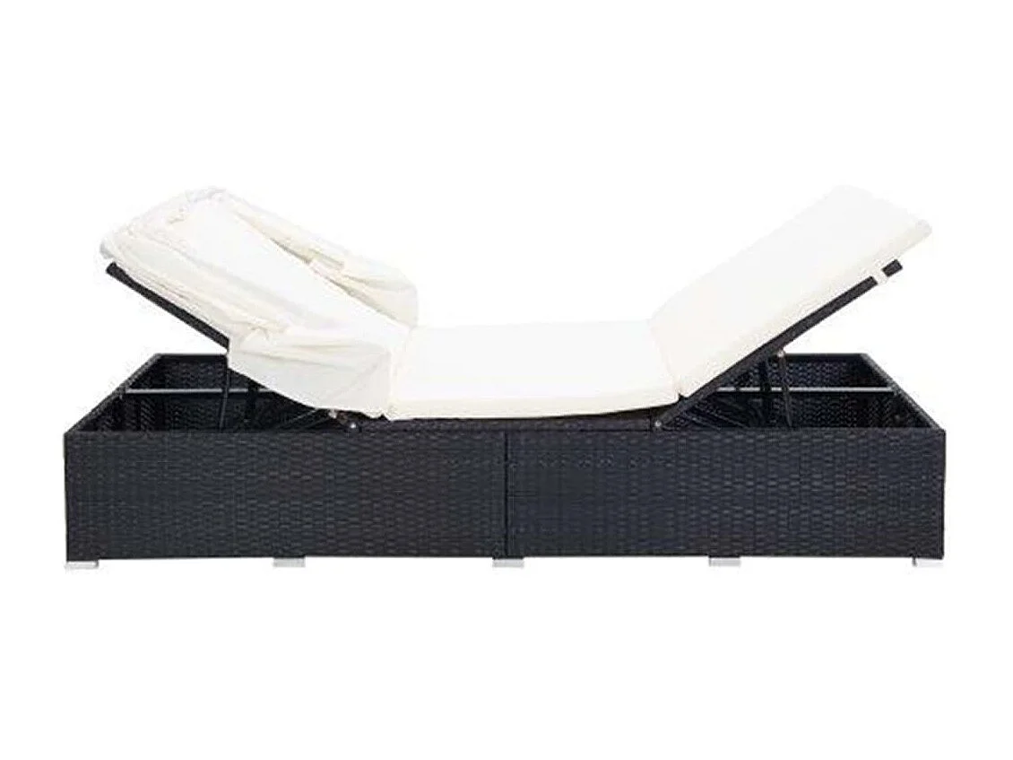 Transat à 2 places avec coussin Résine tressée Noir