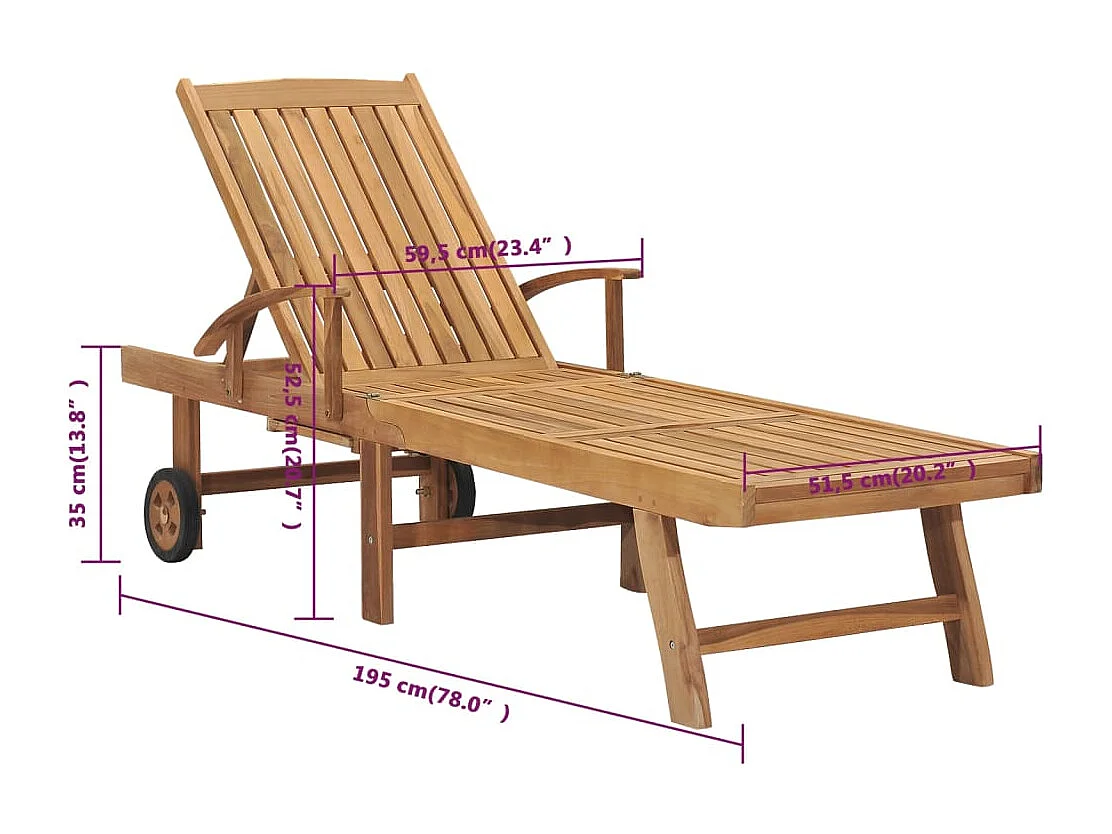 Chaise longue Bois de teck solide