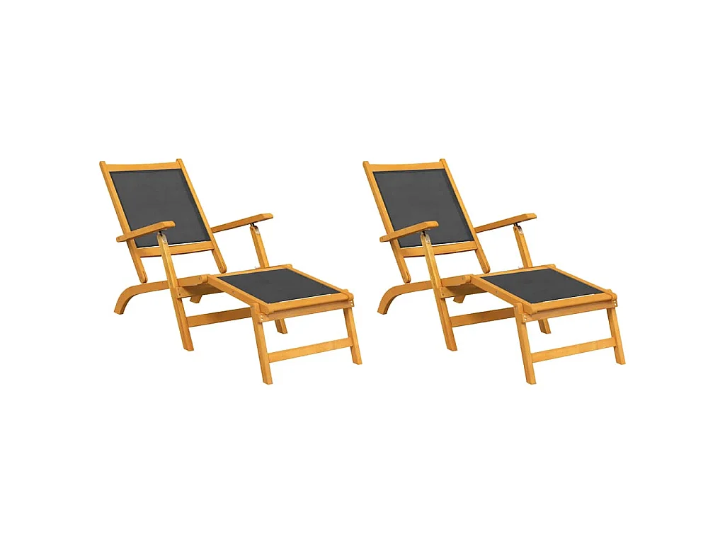 Cadeiras de terraço 2 pcs madeira de acácia maciça e textilene