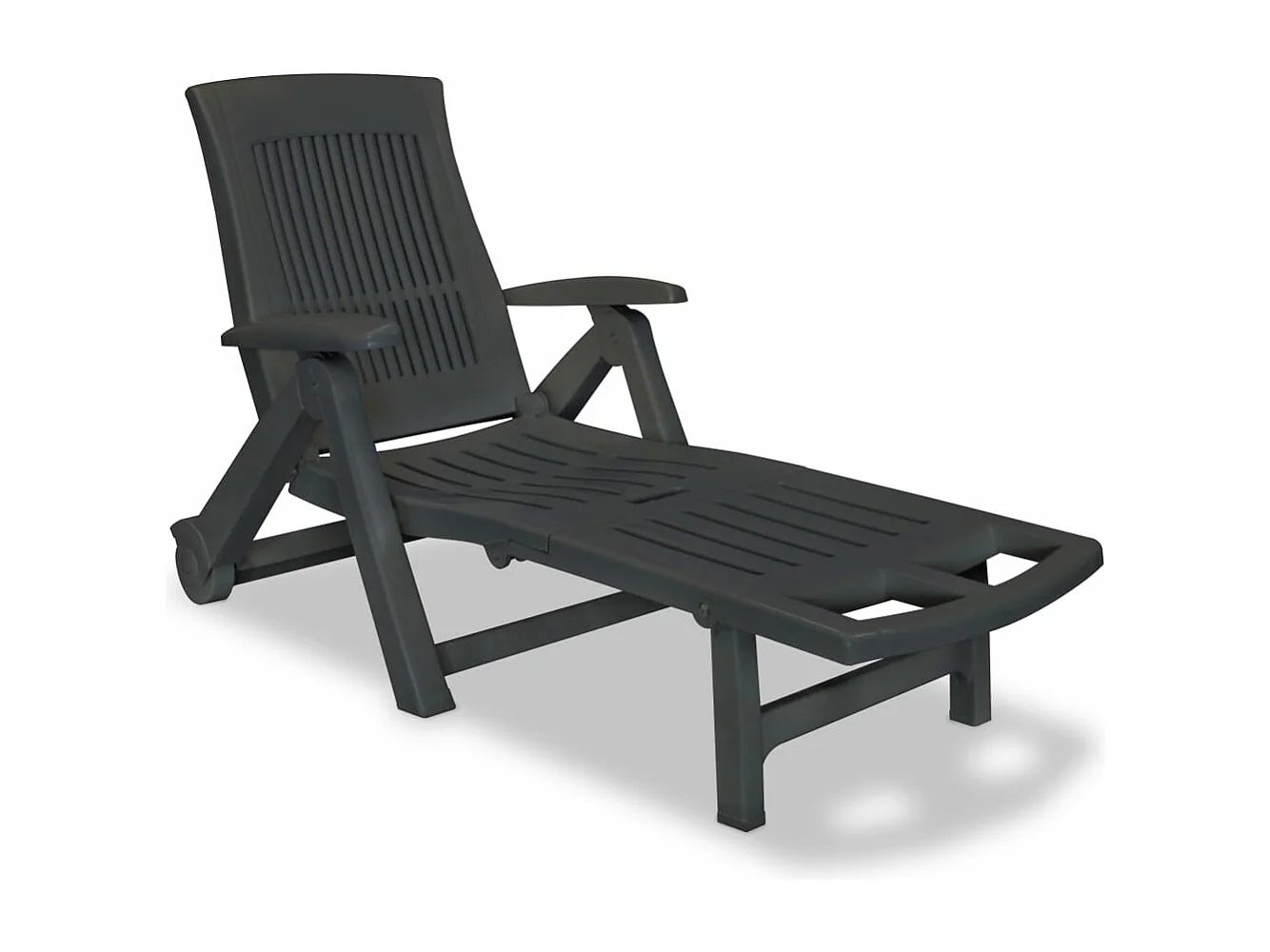 Sonnenliege mit Verstellbarem Fußteil Kunststoff Anthrazit