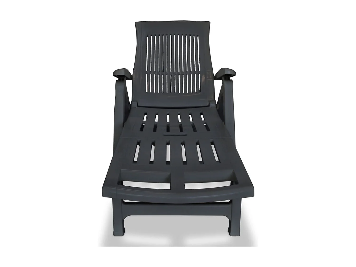 Sonnenliege mit Verstellbarem Fußteil Kunststoff Anthrazit