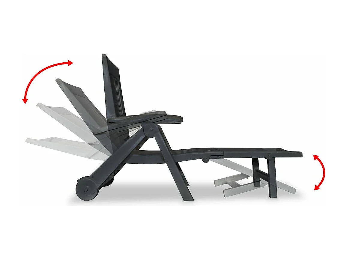 Sonnenliege mit Verstellbarem Fußteil Kunststoff Anthrazit