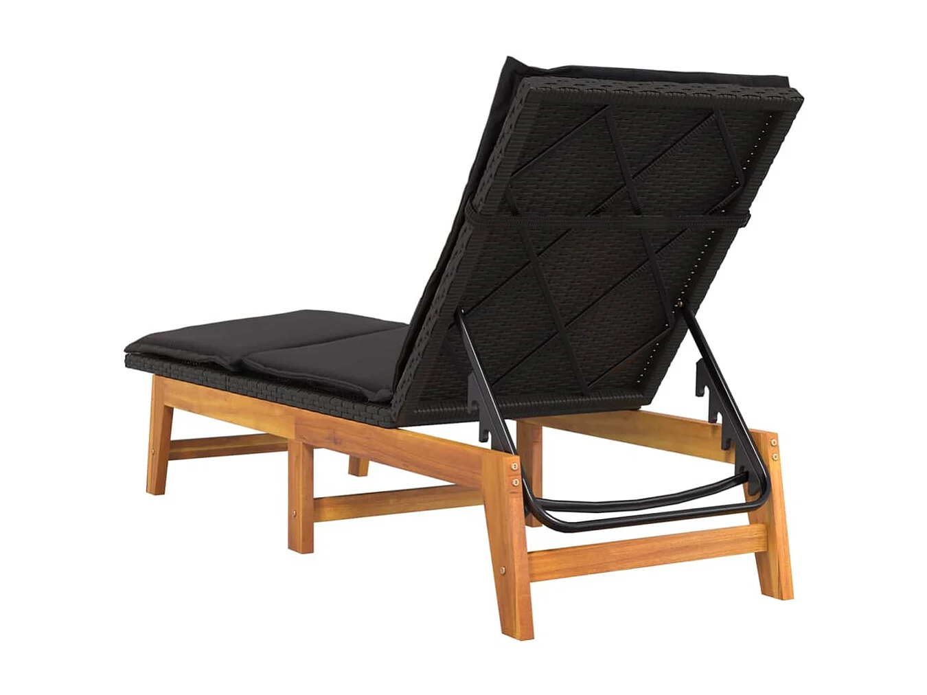 Chaise longue avec coussin Résine tressée/bois massif d'acacia