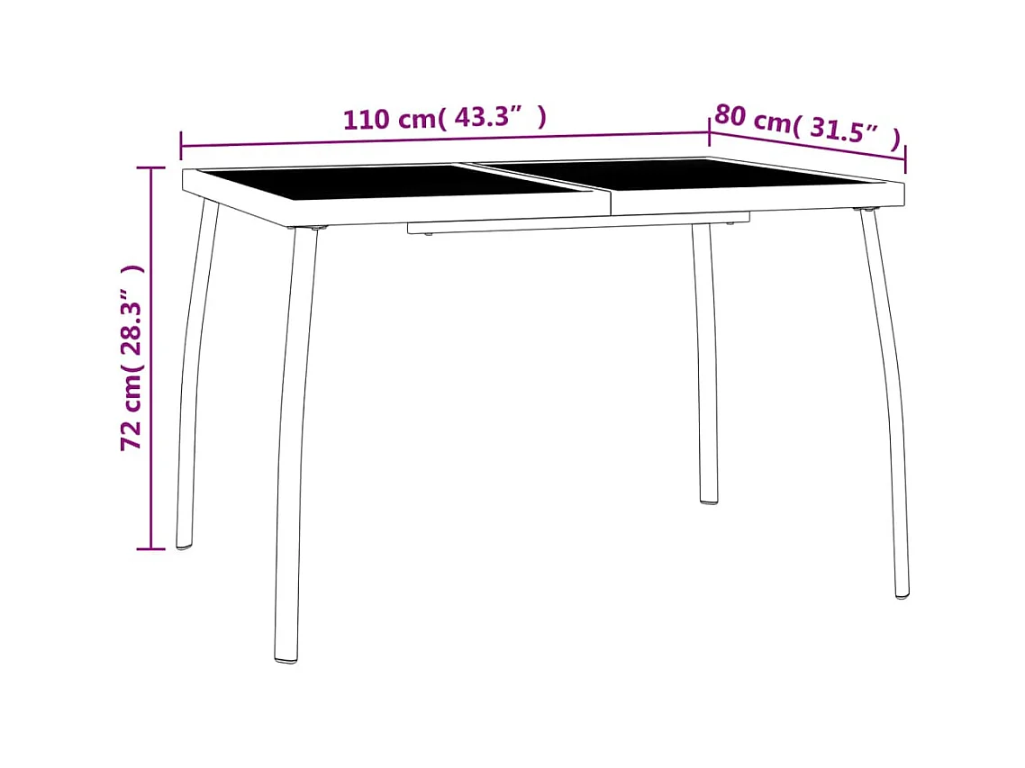 Gartentisch Anthrazit 110x80x72 cm Stahlgitter