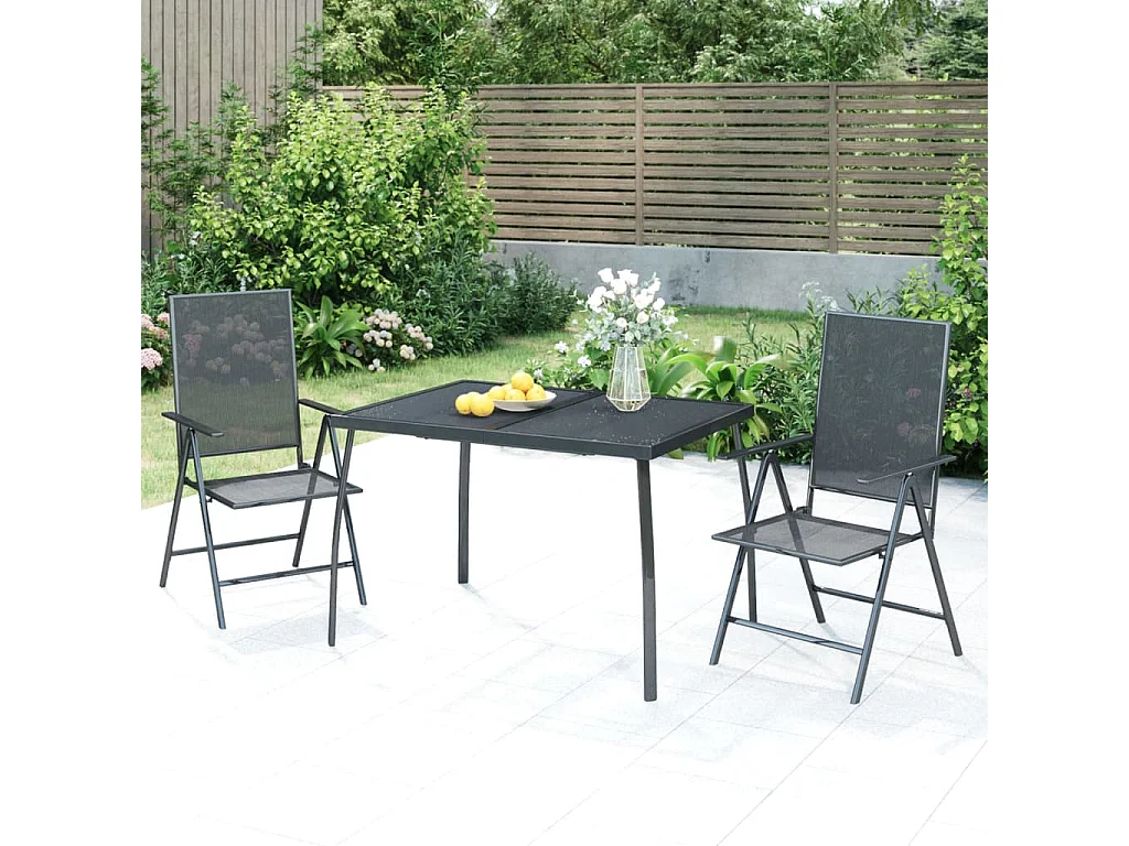 Mesa de jardín malla de acero gris antracita 110x80x72 cm