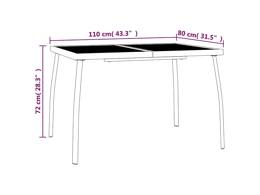 Mesa de jardín malla de acero gris antracita 110x80x72 cm