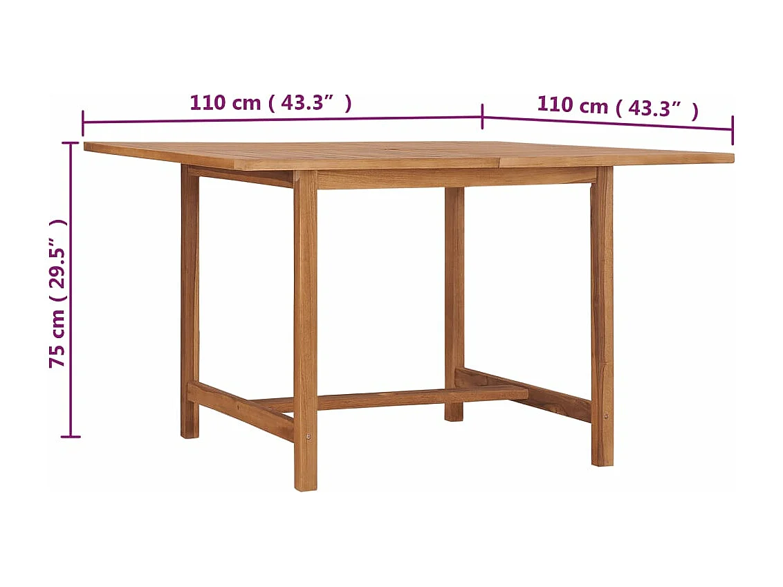 Garten-Esstisch 110x110x75 cm Massivholz Teak