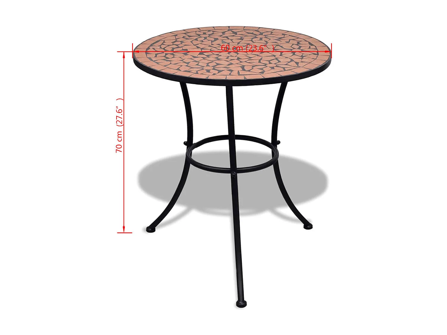 Bistrotafel 60 cm mozaïek terracottakleurig