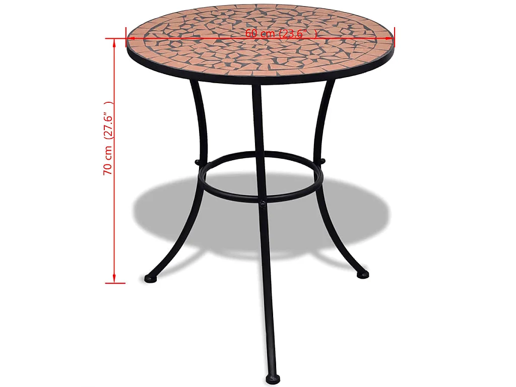 Table de bistro Terre cuite 60 cm Mosaïque