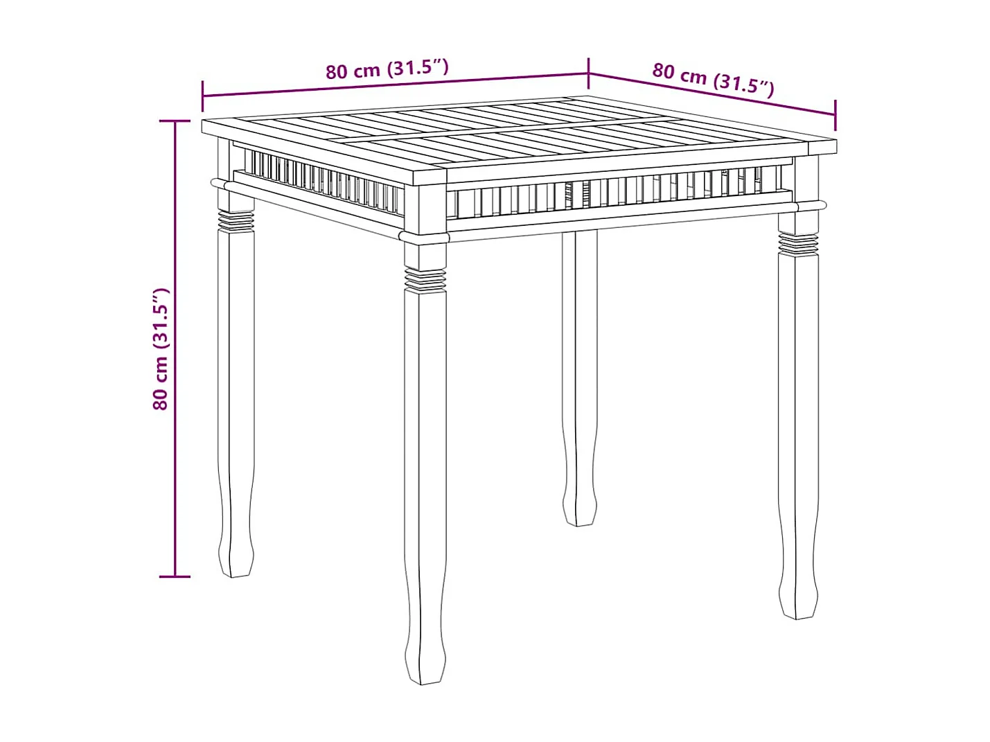 Table à dîner de jardin 80x80x80 cm Bois de teck solide