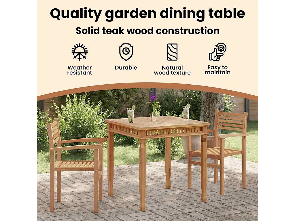 Table à dîner de jardin 80x80x80 cm Bois de teck solide