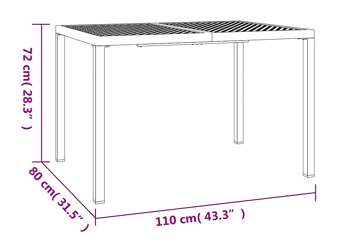 Mesa de jardim 110x80x72 cm aço antracite