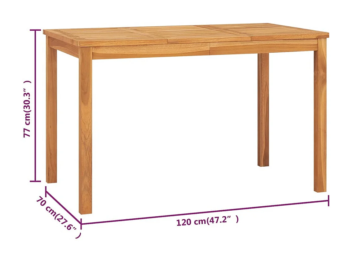 Garden Esstisch 120x70x77 cm Massiv Teakholz