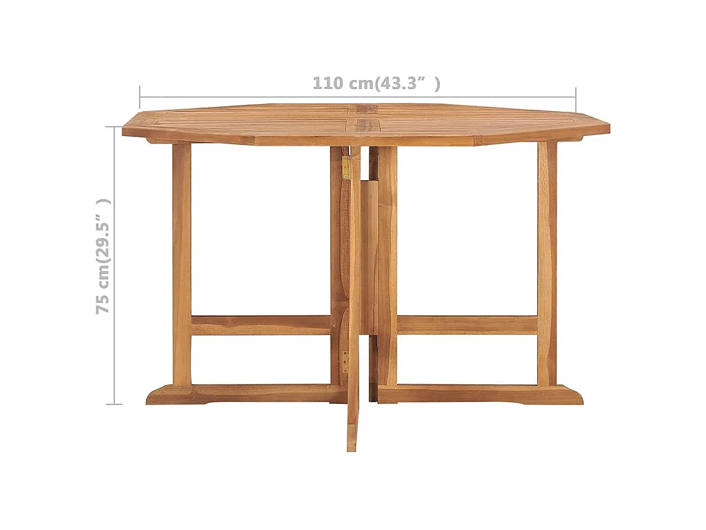 Tavolo da Giardino Pieghevole 110x110x75 cm in Massello di Teak