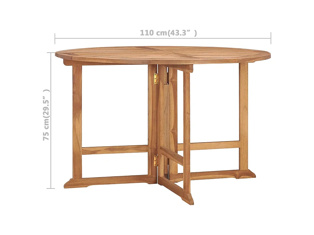 Table à dîner de jardin pliable Ø110x75 cm Bois massif de teck