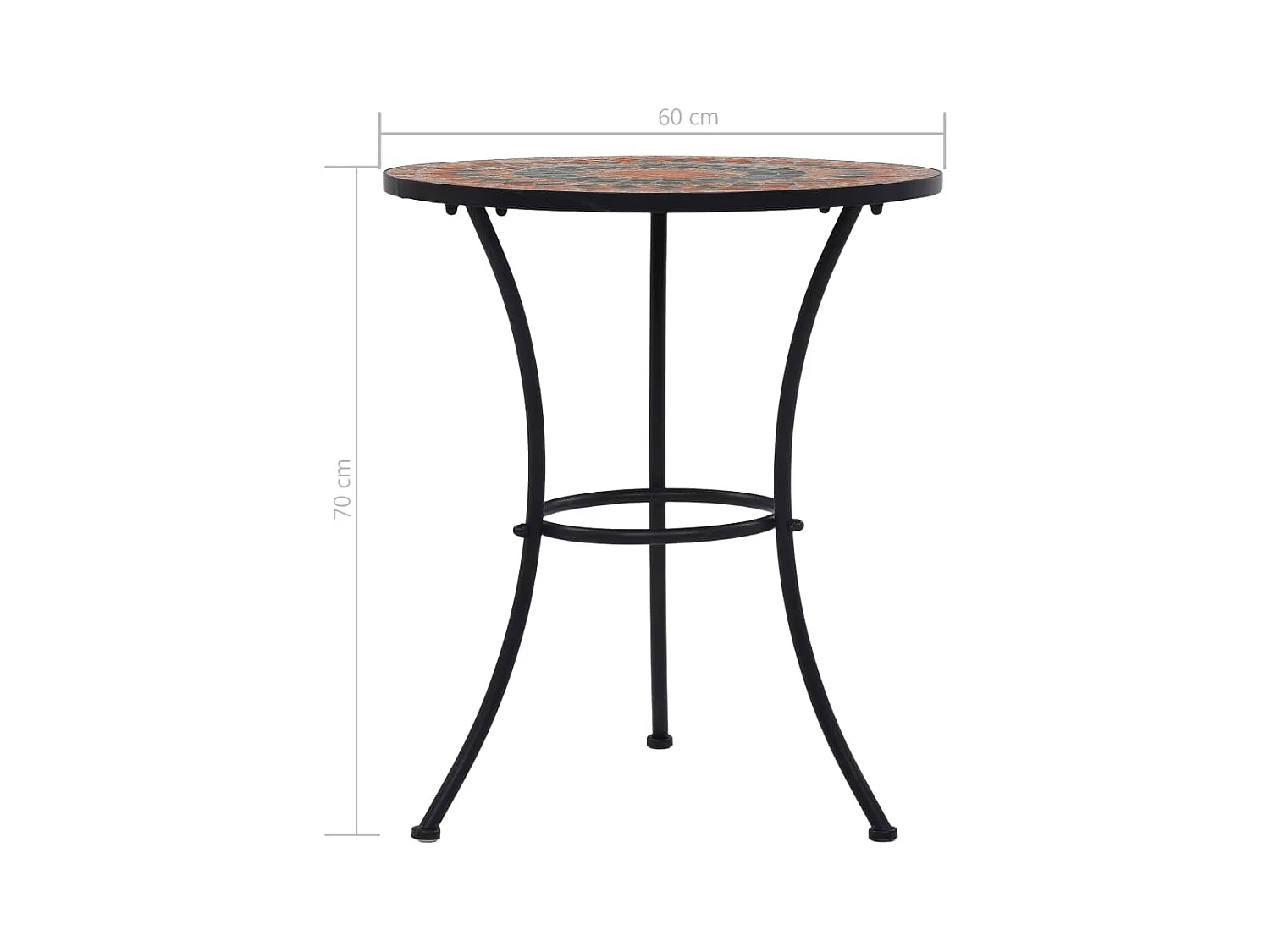 Table de bistro mosaïque Orange/gris 60 cm Céramique