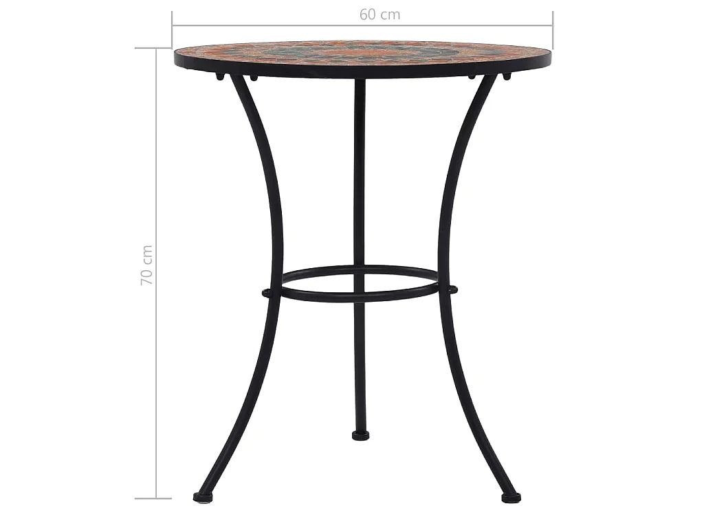 Table de bistro mosaïque Orange/gris 60 cm Céramique
