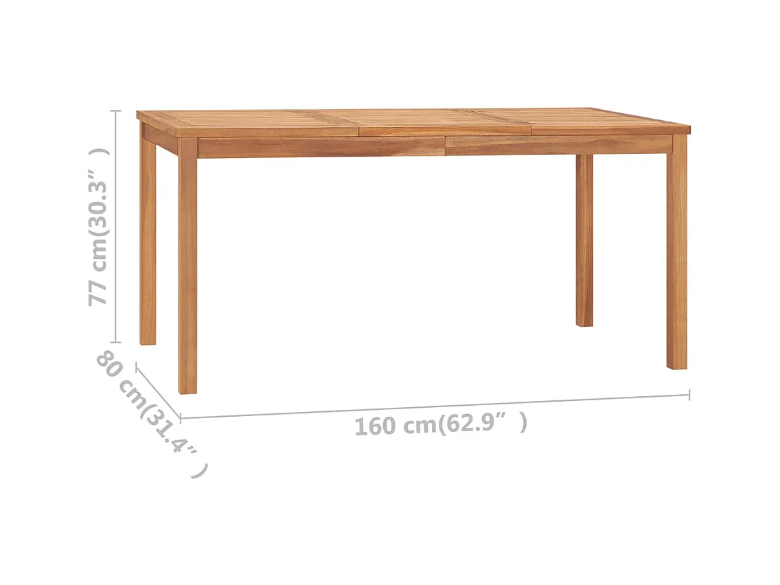 Table à dîner de jardin 160x80x77 cm Bois de teck solide