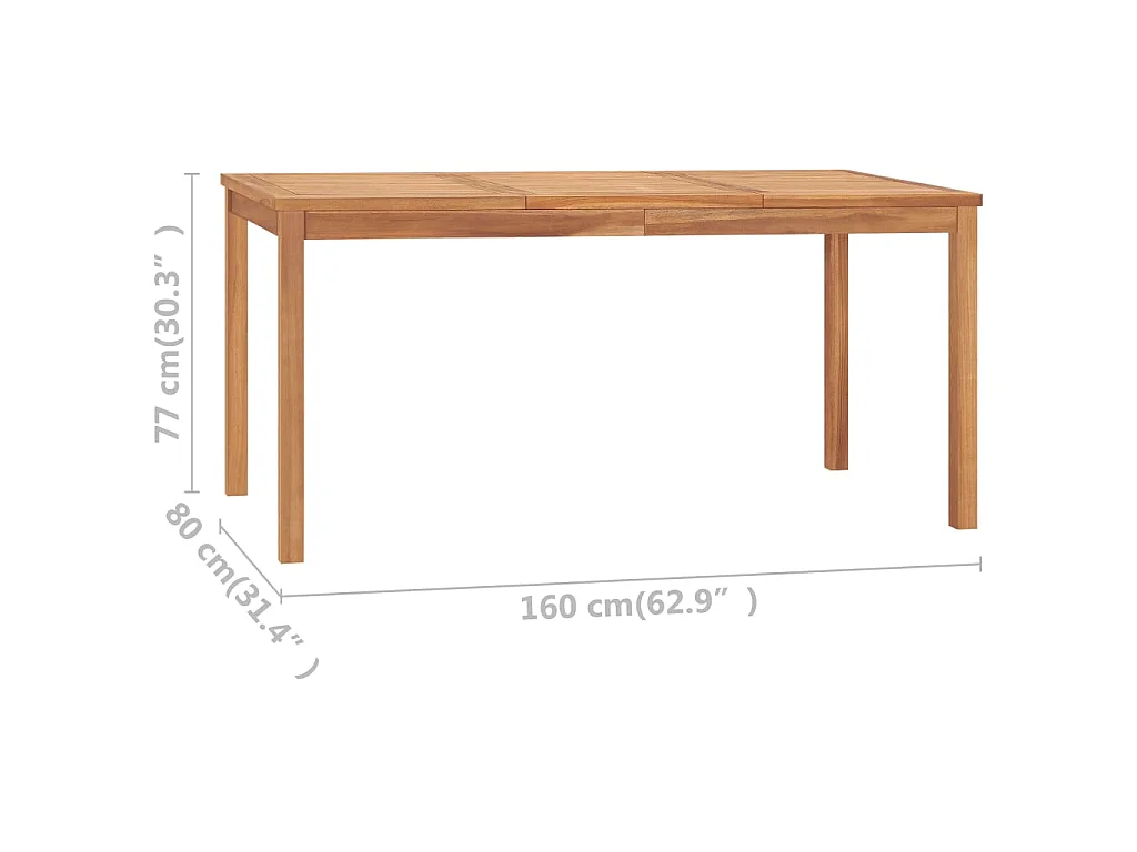 Tavolo da Pranzo da Giardino 160x80x77 cm in Massello di Teak