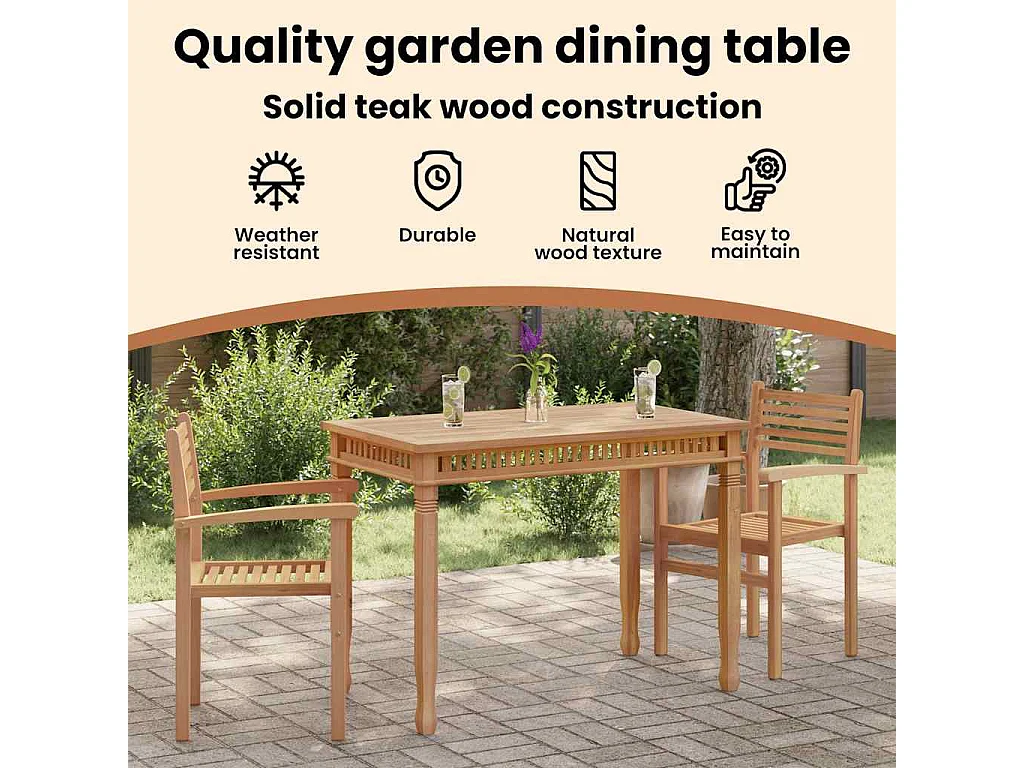 Table à manger de jardin 110x65x80 cm bois de teck solide