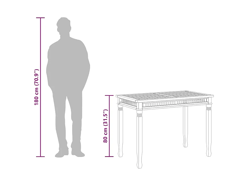 Table à manger de jardin 120x65x80 cm bois de teck solide