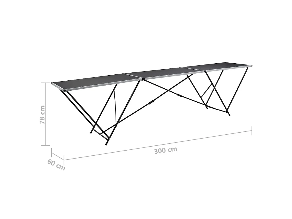 Tavolo Pieghevole per Carta da Parati MDF Alluminio 300x60x78cm