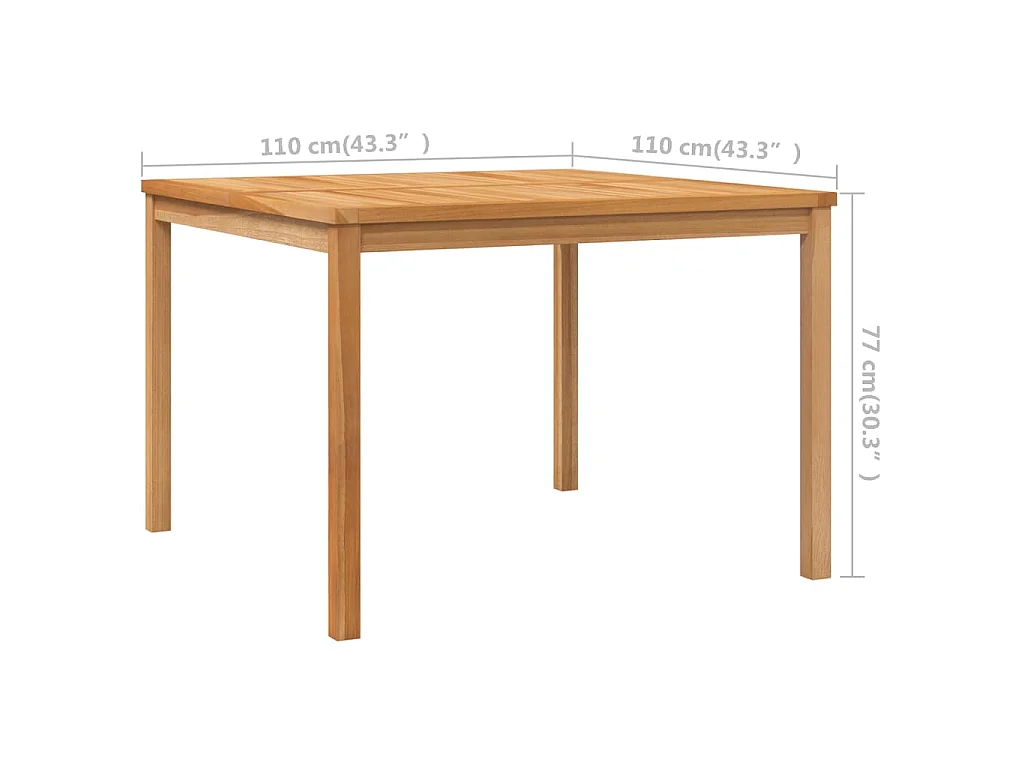 Table à dîner de jardin 110x110x77 cm Bois de teck solide