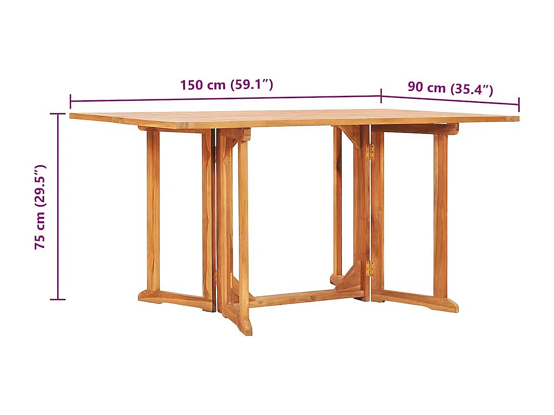 Mesa de jardim 150x90x75 cm madeira teca maciça