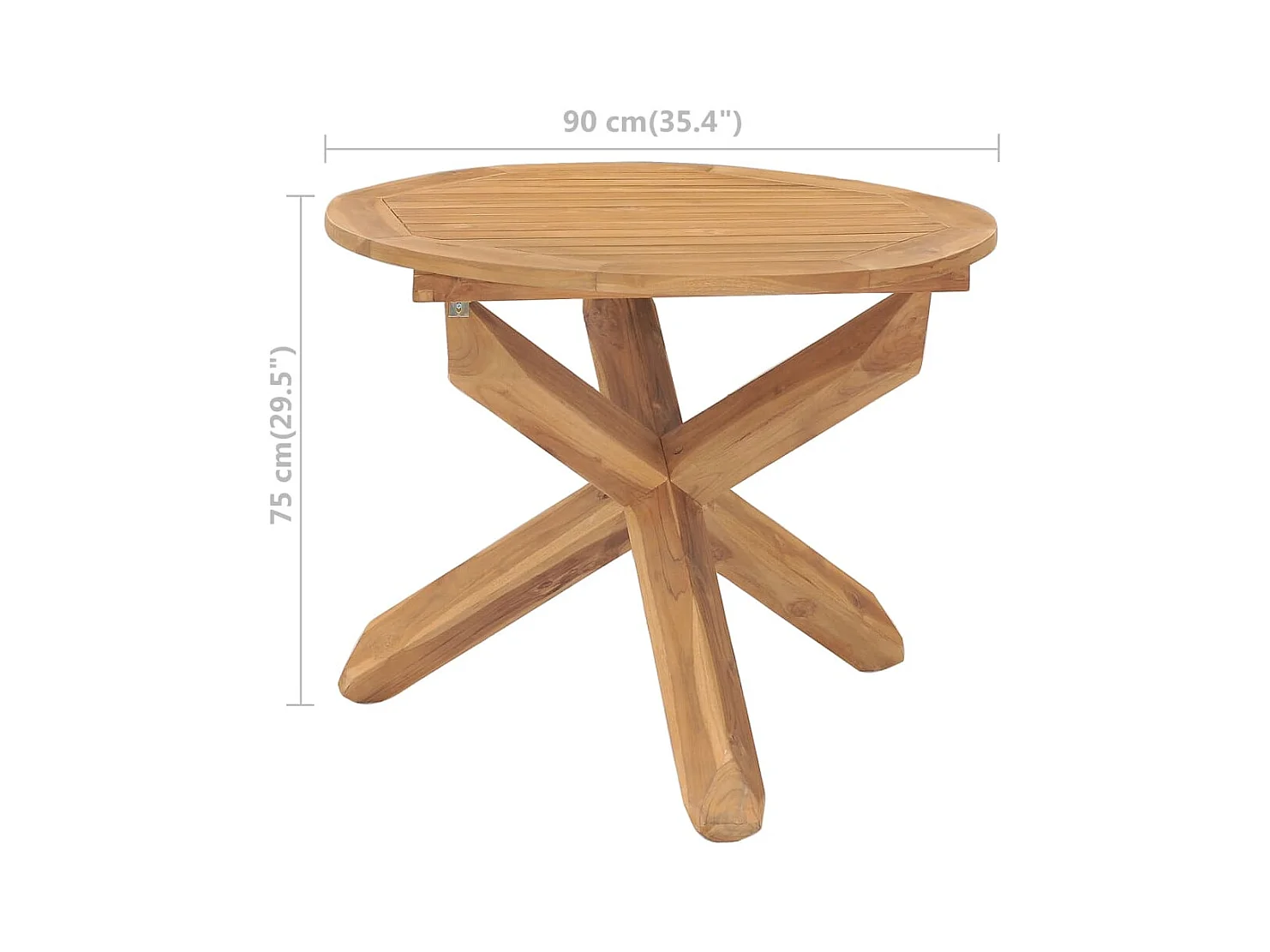 Garten-Esstisch Ø90x75 cm Massivholz Teak