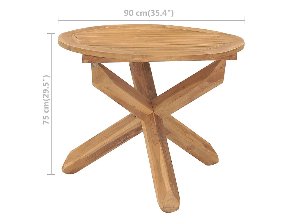 Table à dîner de jardin Ø90x75 cm Bois de teck massif