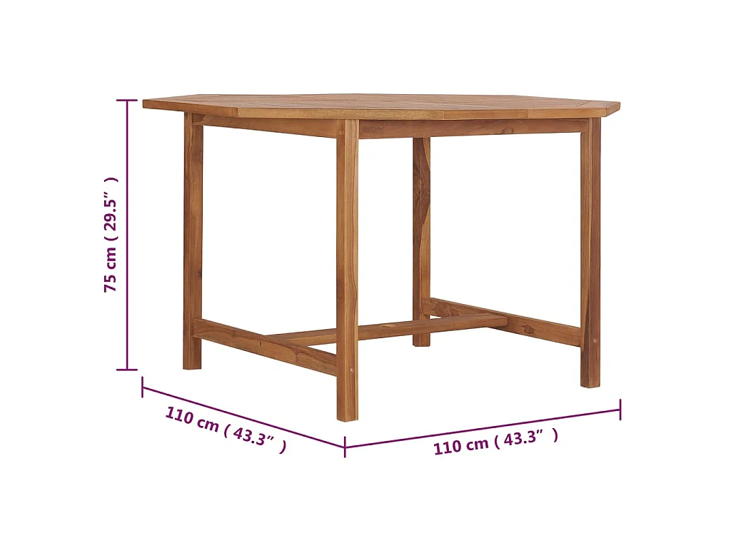 Garten-Esstisch 110x110x75 cm Massivholz Teak